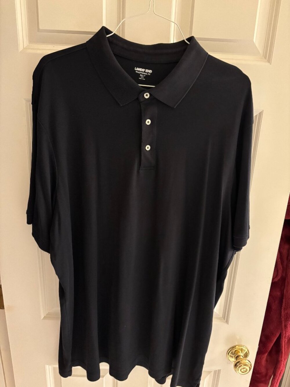 Lands' End 100% Cotton (Suplima Cotton) Black Polo, 3XL Tall, Traditional Fit